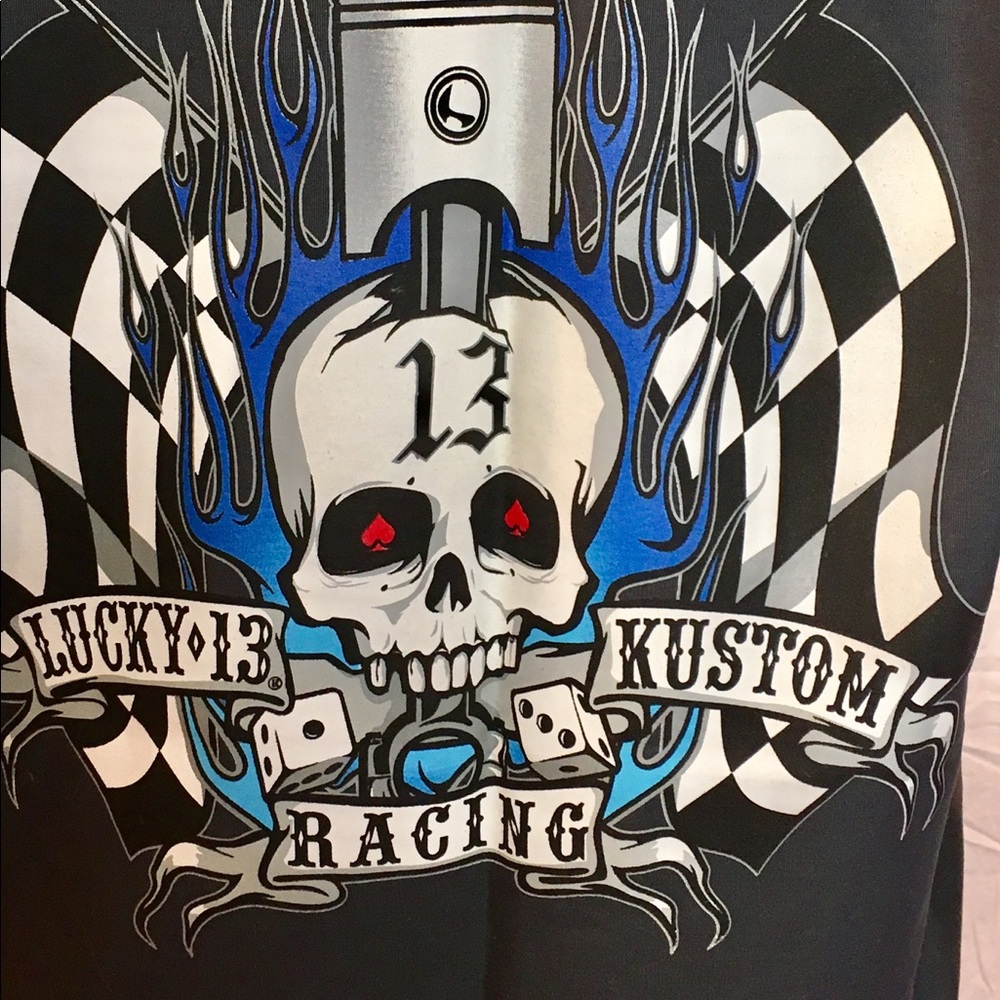 Lucky 13 Apparel Grey rockabilly mechanics shirt.